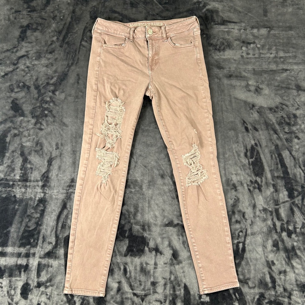 American Eagle Jeggings Womens 10 Brown Distressed Super Stretch X‎ Pants